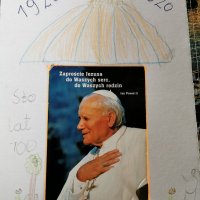 Laurki wykonanych przez dzieci z SP7 w Cieszynie z okazji setnych urodzin Jana Pawła II 2020